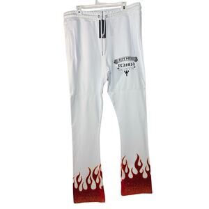 Left Point XL White Flare Sweatpants with Rhinestones NWT